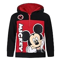Boy's Mickey Mouse Half Zip Pullover Fashion Hoodie, Black/Red/Blue