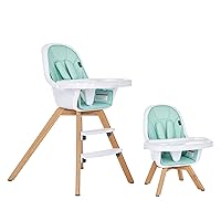 Evolur Zoodle 2 in 1 Convertible Baby High Chair in Mint, Easy to Clean, Adjustable and Removable Tray, Compact and Portable High Chair, Foldable High Chair with Adjustable Footrest