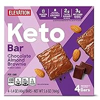 Generic Elevation Chocolate Almond Brownie Keto Protein Snack Bars (Simplycomplete 4 Pack Per Box) Real Cocoa - Chocolatey & Soft Chewy Drizzling - Kosher - Gluten Free