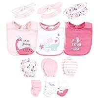 Hudson Baby Baby Girls Caps or Headbands, Bibs, Mittens and Socks 12pc Set, Dinosaur, 0-6 Months