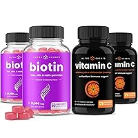 Biotin Gummies (2 Pack) and Vitamin C Capsules (2 Pack) 4 Pack Bundle