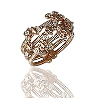Sonia B Designs by Aurelia Gems 14K Rose Gold 0.42 Carat Round-Shape Natural Diamond Gorgeous Multi Row Flex Ring