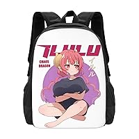 Anime Miss Kobayashi's Dragon Maid Backpack Cartoon Large Capacity Backpacks Laptop Backpack Lightweight Canvas Shoulder bag Outdoor Travel 16-Inch Black