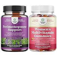 Bundle of Perimenopause Supplement for Women -Multibenefit Menopause Relief for Women 120ct and Daily Multivitamin for Women Gummies - Women's Multivitamin Gummies for Adults Energy and Immunity
