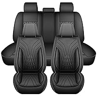 FONESO Car Seat Covers for Truck Chevy Chevrolet Silverado GMC Sierra Leather Protectors for Pickup 2007-2024 1500 2500HD 3500HD Trail Boss Z71 Crew Double Extended Cab (Black, Full Set)