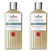 Cremo Exfoliating Pacific Sea Salt & Grapefruit Body Wash, A Refreshing Scent with Notes of Fresh Mint, Citron, Cedar and Moss, 16 Fl Oz (2-Pack)