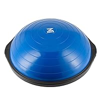 ZELUS 25in. Balance Ball | 1500lb Inflatable Half Exercise Ball Wobble Board Balance Trainer w Nonslip Base | Half Yoga Ball Strength Training Equipment w 2 Bands, Pump, Extra Ball Included