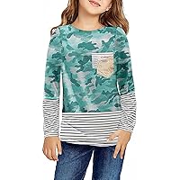 Girls Casual Long Sleeve Shirts Knot Front Tunic Tops Tees Blouses for Children Fashion Clothes