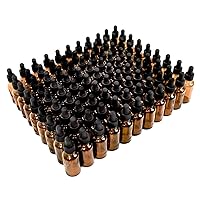 1oz Glass Dropper Bottle,99 Pack Amber Glass Bottles with Glass Droppers and Black cap for Essential Oils, Lab Chemicals, Perfumes