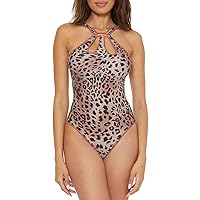 BECCA Women's Standard Zanzibar High Neck One Piece Swimsuit, Cutout, Bathing Suits