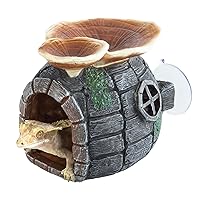 REPTI ZOO Reptile Hide, Multifunctional Reptile Hides with Suction Cup, Resin Reptile Hides, and Caves for Reptiles, Gecko, Lizard (Ganoderma Lucidum Shape)