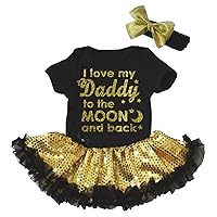 Petitebella I Love My Daddy to The Moon and Back Bodysuit Tutu Baby Dress Nb-18m