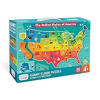 Chuckle & Roar - USA Map Puzzle - Engaging and Educational Puzzles for Kids - Larger Pieces Designed for Preschool Hands - 50 PC Floor Puzzle