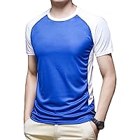 Mens Color Block Casual T-Shirts Outdoor Performance Short Sleeve Cooling Ice Silk Running Tee