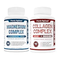 Purely Optimal Premium Magnesium Complex - Magnesium Citrate, Malate, Muscle Relaxation - 120 caps + Purely Optimal Premium Multi Collagen Peptides Capsules (Types I, II, III, V, X)