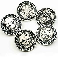 Statue of Liberty & Eagle Skull Silver Plated Coin Challenge Souvenir Coins Metal Coin Plated Commemorative Coin Badge Medal for Collection Arts Gifts Souvenir 5pcs