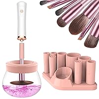 Makeup Brush Cleaner Dryer Machine,Super-Fast Electric Brush Cleaner Spinner with 8 Size Collars,Automatic Brush Cleaner Spinner Makeup Brush Tools (White)