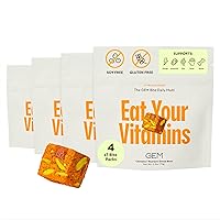 The GEM Bite Daily Multi 4 x 7-Bite Pack | Citrus Ginger | All-in-One Support for Energy, Gut, Skin, Bone, Brain & Immunity | Vitamin B Complex, D3 + K2, Prebiotics, Probiotics | Gluten & Soy Free