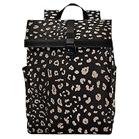 ALAZA Realistic Leopard Cheetah Print Animal Large Laptop Backpack Purse for Women Men Waterproof Anti Theft Roll Top Backpack, 13-17.3 inch