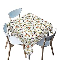 Fruit Pattern Square Tablecloth,Apple Grape Theme,Washable Square Table Cloths Decorative Fabric Table Cover,for Banquet Parties Event Holiday Dinner（Multicolor，60 x 60 Inch）