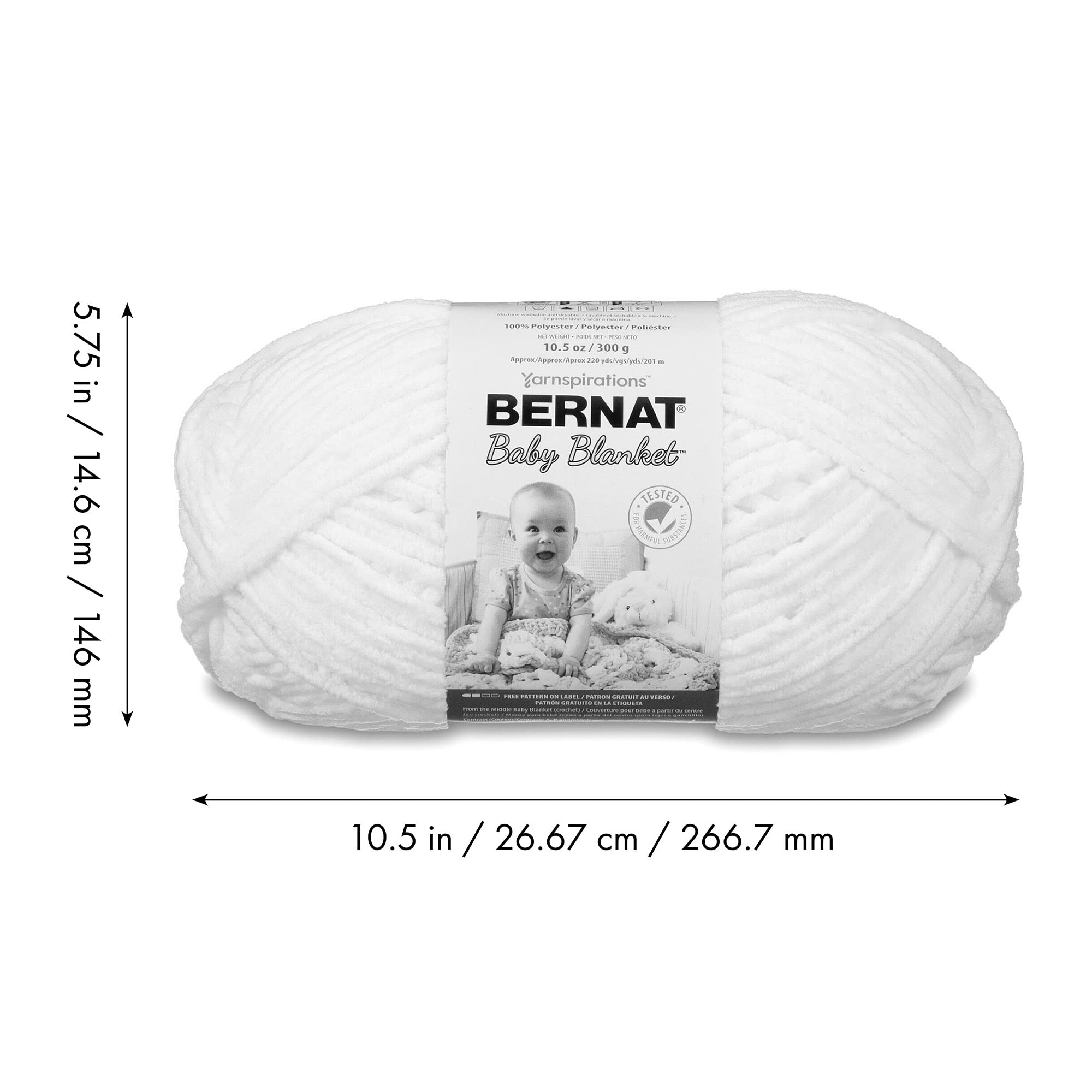 Bernat Baby Blanket BB Buttercup Yarn - 1 Pack of 10.5oz/300g - Polyester - #6 Super Bulky - 220 Yards - Knitting, Crocheting, Crafts & Amigurumi