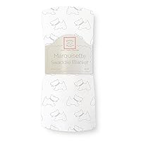 SwaddleDesigns Large Marquisette Receiving Swaddle Blanket for Baby Boys & Girls, Soft Premium Cotton Muslin, Boutique Quality, Best Shower Gift, Little Doggie with Pastel Blue Collar, Award Winner