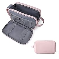 BAGSMART Large Toiletry Bag for Women, Cosmetic Makeup Bag Organizer, Travel Bag for Toiletries, Dopp Kit Water-resistant Shaving Bag for Accessories, Pink-Large