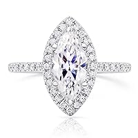 1.52ctw Marquise Cut VVS1 Moissanite Halo Engagement Ring 925 Sterling Silver