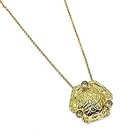 Gold Plated Brass Handmade Pendant Necklace 4MM Round Gemstone Valentine's Gift For Her