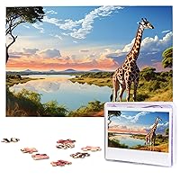 1000 Piece Jigsaw Puzzles for Adults - African Landscape with Nile River and Giraffe Puzzle - Challenging Puzzle Wooden Puzzle Unique Picture Puzzles for Birthday Party Gift 29.5