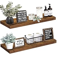 QEEIG Bathroom Shelves 36 inches Long Floating Shelf for Wall 36 x 9 inch Set of 2, Rustic Brown (008-90BN)