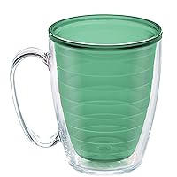 Tervis Clear & Colorful Tabletop Made in USA Double Walled Insulated Tumbler Travel Cup Keeps Drinks Cold & Hot, 16oz Mug, Mangrove Green