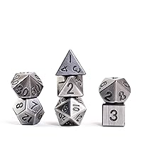 FanRoll by Metallic Dice Games 16mm Metal Polyhedral DND Dice Set: Antique Silver, Role Playing Game Dice for Dungeons and Dragons