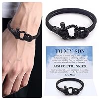 to My Son Love You Forever Nautical Bracelet Waterproof Paracord Cuff Wristband with Steel Screw Birthday Gifts for Son Boys