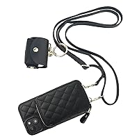 Bocasal A Stylish Crossbody Wallet Case for iPhone 14 Plus + A Slim Leather Case for AirPods Pro