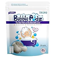 TruKid Bubble Podz for Baby & Kids, Refreshing Bubble Bath for Sensitive & Soft Skin, pH Balanced for Eye Sensitivity, Natural moisturizers, Yumberry Scent, All Natural Ingredients (60 Podz)