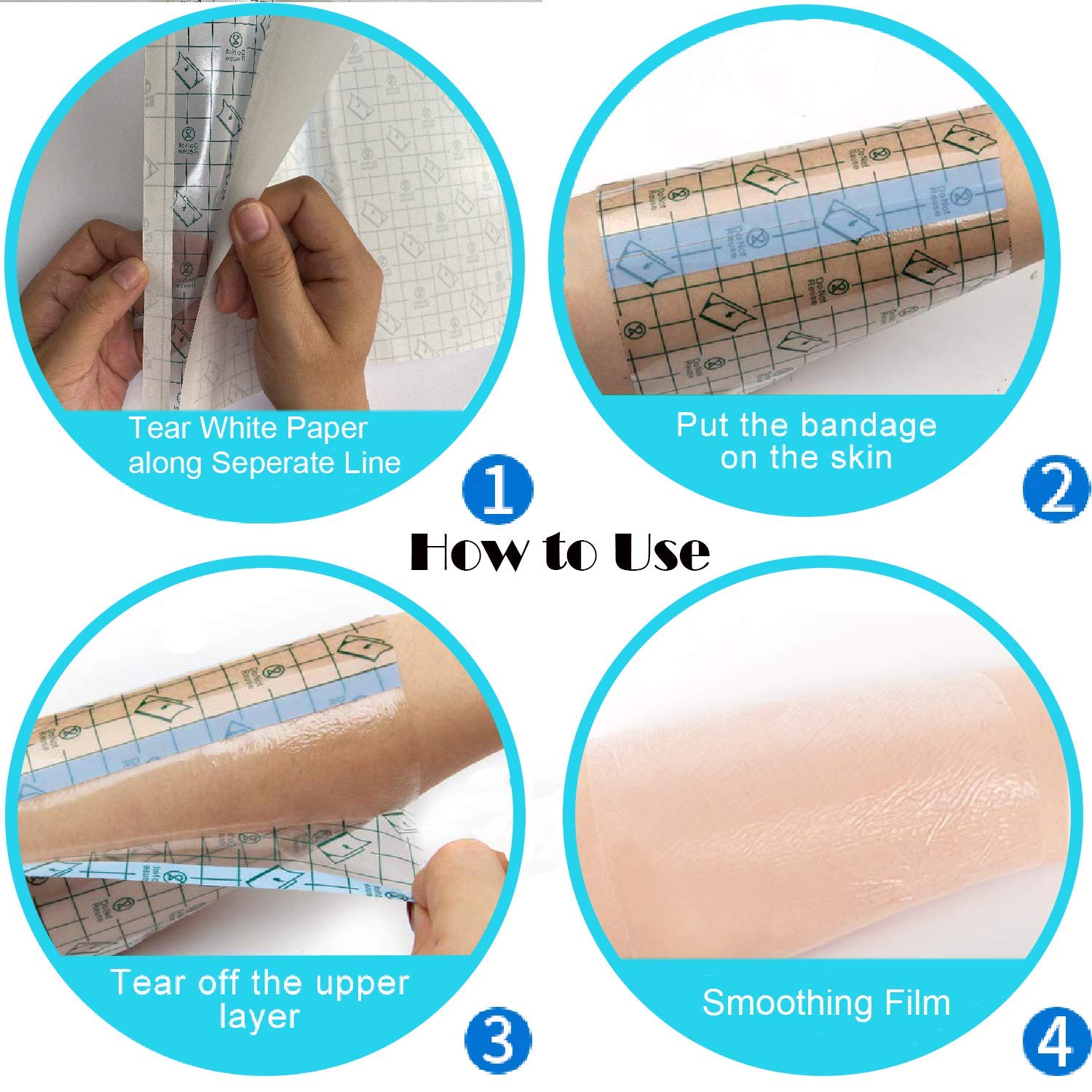 Tattoo Aftercare Waterproof Bandage 6 in x 1 yd Transparent Film Dressing Second Skin Healing Protective Clear Adhesive Bandages Tattoo Supplies Tattoo Bandage Roll