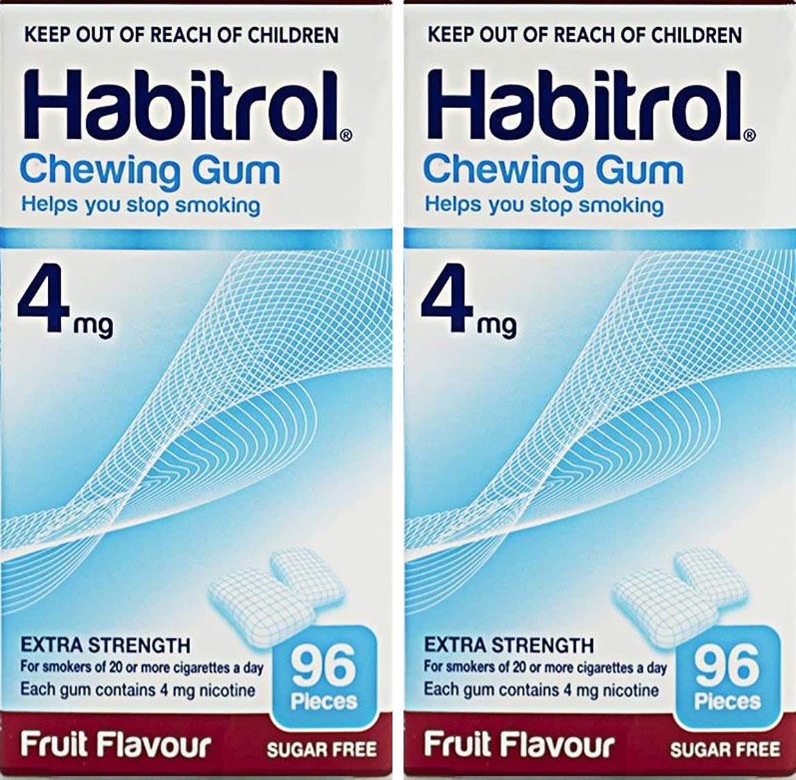 Habitrol Nicotine Gum Coated 2 Boxes 4mg Fruit 192 Pieces