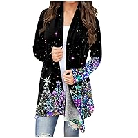 FQZWONG Cardigan For Women,Casual Long Sleeve Classic Open Front Blouses Fall Plus Size Lightweight Soft Comfy Cover Up Coats