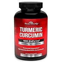 Turmeric Curcumin with BioPerine Black Pepper Extract - 755mg per Capsule, 120 Veg. Capsules - GMO Free Tumeric, Standardized to 95% Curcuminoids for Maximum Potency