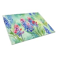 DAC1709LCB Texas Bluebonnets in Watercolor Glass Cutting Board Large Decorative Tempered Glass Kitchen Cutting and Serving Board Large Size Chopping Board
