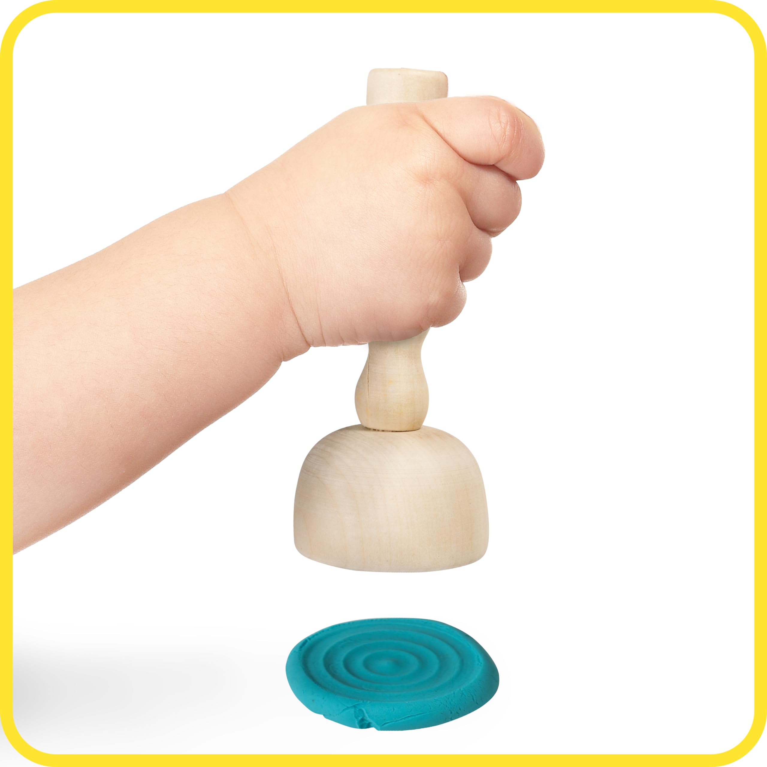 READY 2 LEARN Wooden Dough Stampers - Set of 4 - Kids Playdough, Clay, Pottery Texture Tools