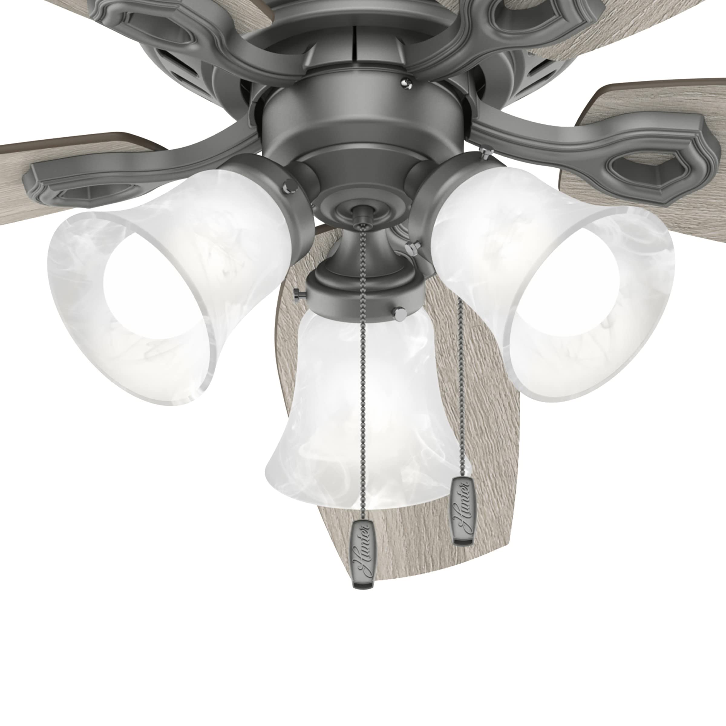 Hunter Fan Company, 51113, 52 inch Builder Matte Silver Low Profile Ceiling Fan with LED Light Kit and Pull Chain