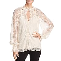 Alice McCall Womens Lace Button Down Blouse, White, 4