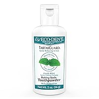 Eco-Dent TartarGuard Baking Soda Toothpowder - Enzyme Cleaning Action for Tartar Control, SLS-Free, Fluoride-Free Toothpaste Alternative, Fresh Mint Tooth Powder, 2 Oz