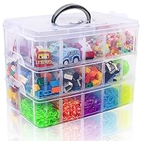 SGHUO 3-Tier Stackable Storage Container Box with dividers-30 compartments, Bead Organizers for Art Craft Storage, Washi tape, Kids Toys, Jewelry, Beauty & Sewing Supplies