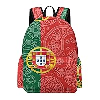 Portugal Paisley Flag Backpack Printed Laptop Backpack Shoulder Bag Business Bags Daily Backpack for Women Men