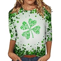 Going Out Tops for Women 3/4 Sleeve Shirts St. Patrick's Day Print Graphic Tees Blouses Casual Plus Size Basic Tops
