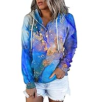 Womens Tie Dye Hoodie Casual Button Workout Athletic Sweatshirts 2023 Fall Clothes Pullover Tops With Pockets