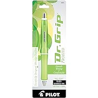 PILOT Dr. Grip Frosted Refillable & Retractable Ballpoint Pen, Medium Point, Green Barrel, Black Ink, Single Pen (36251)
